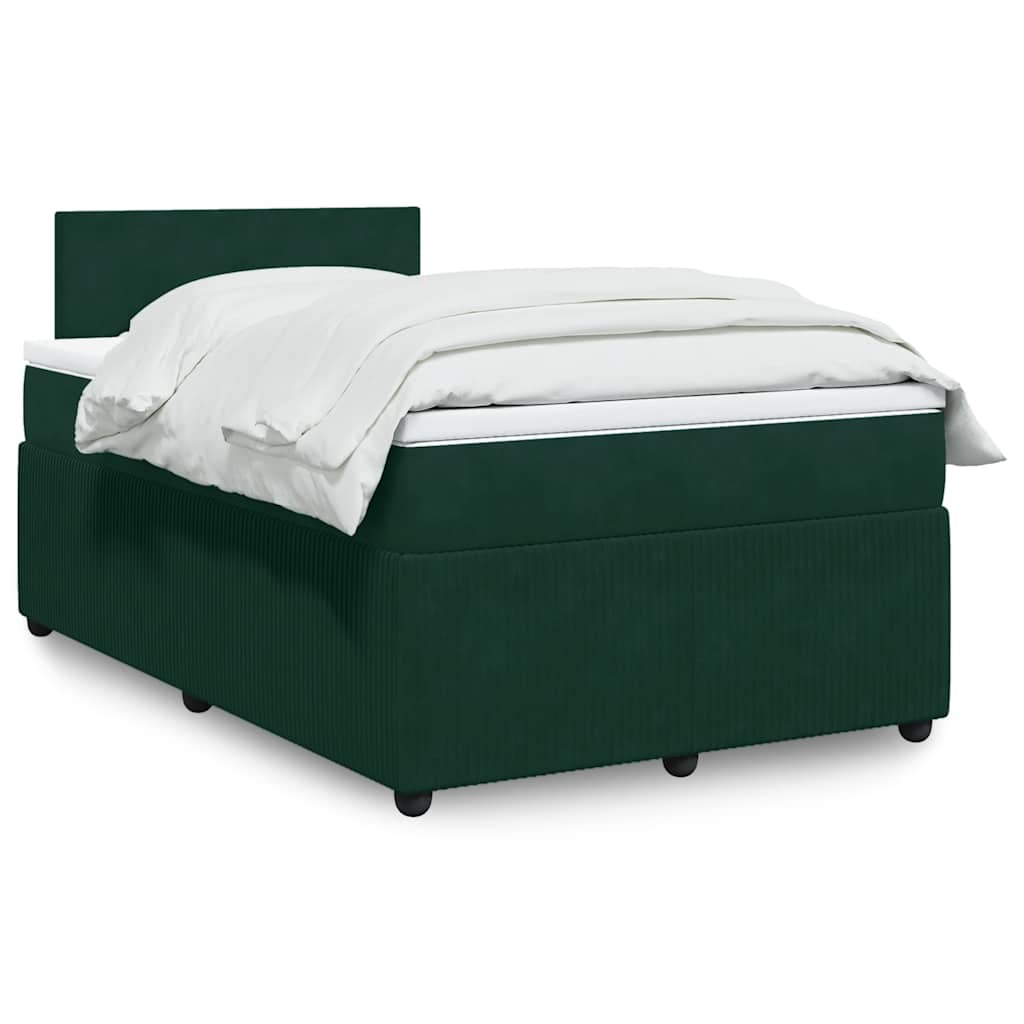 Cama boxspring com colchão 120x190 cm veludo verde-escuro
