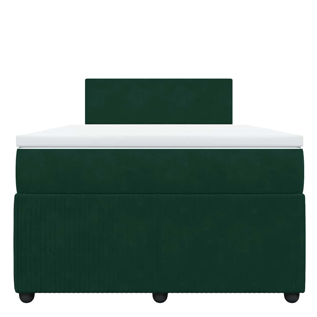 Cama boxspring com colchão 120x190 cm veludo verde-escuro