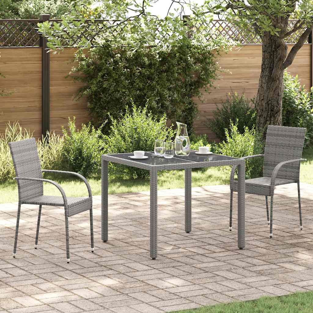 Cadeiras de exterior empilháveis 2 pcs vime PE cinzento