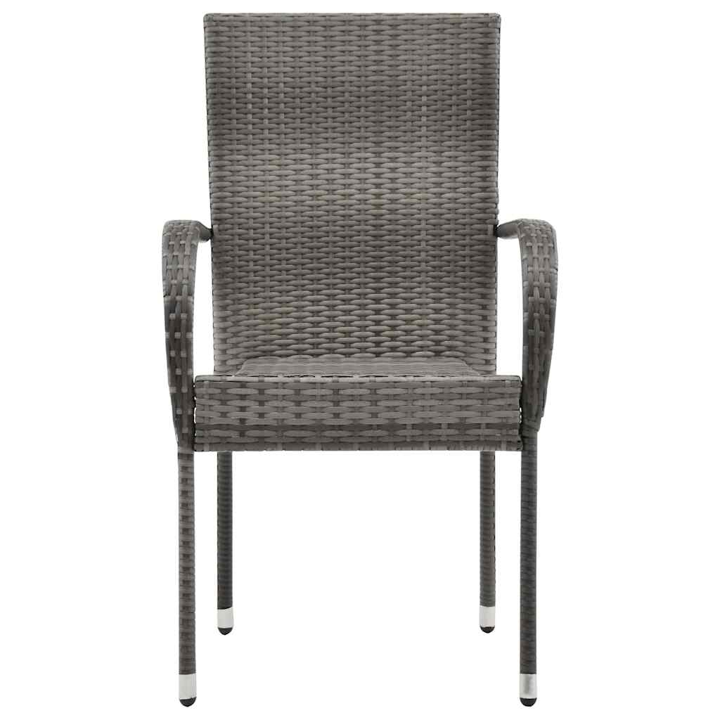 Cadeiras de exterior empilháveis 2 pcs vime PE cinzento