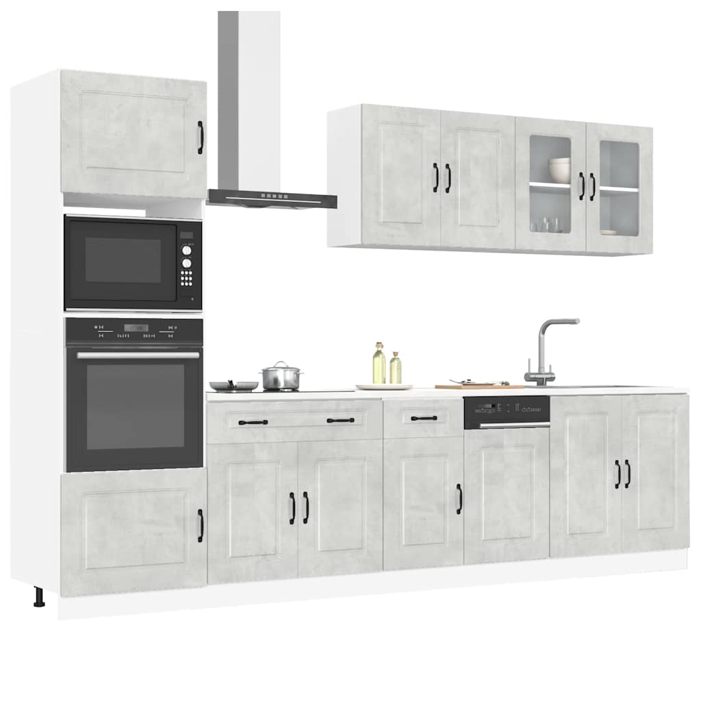 7 Peças armário de cozinha conjunto kalmar cinzento cimento
