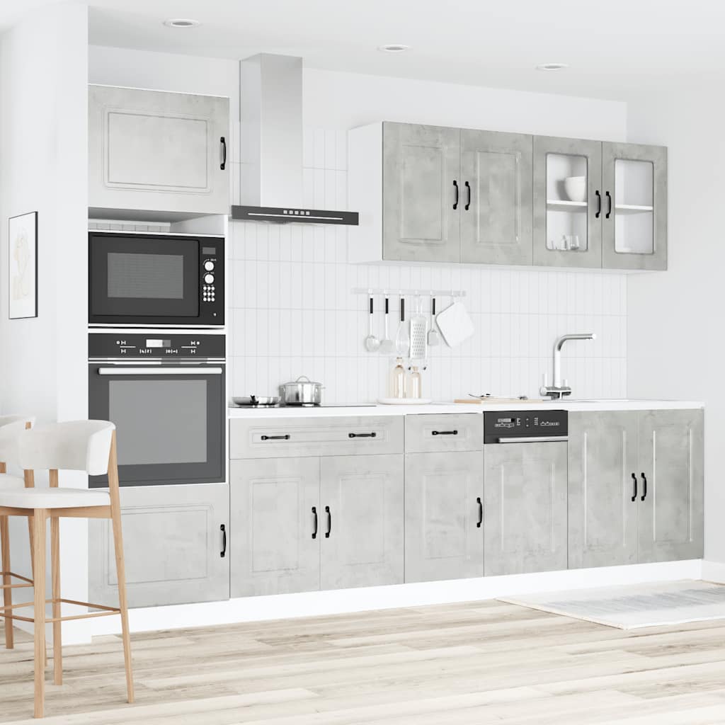 7 Peças armário de cozinha conjunto kalmar cinzento cimento