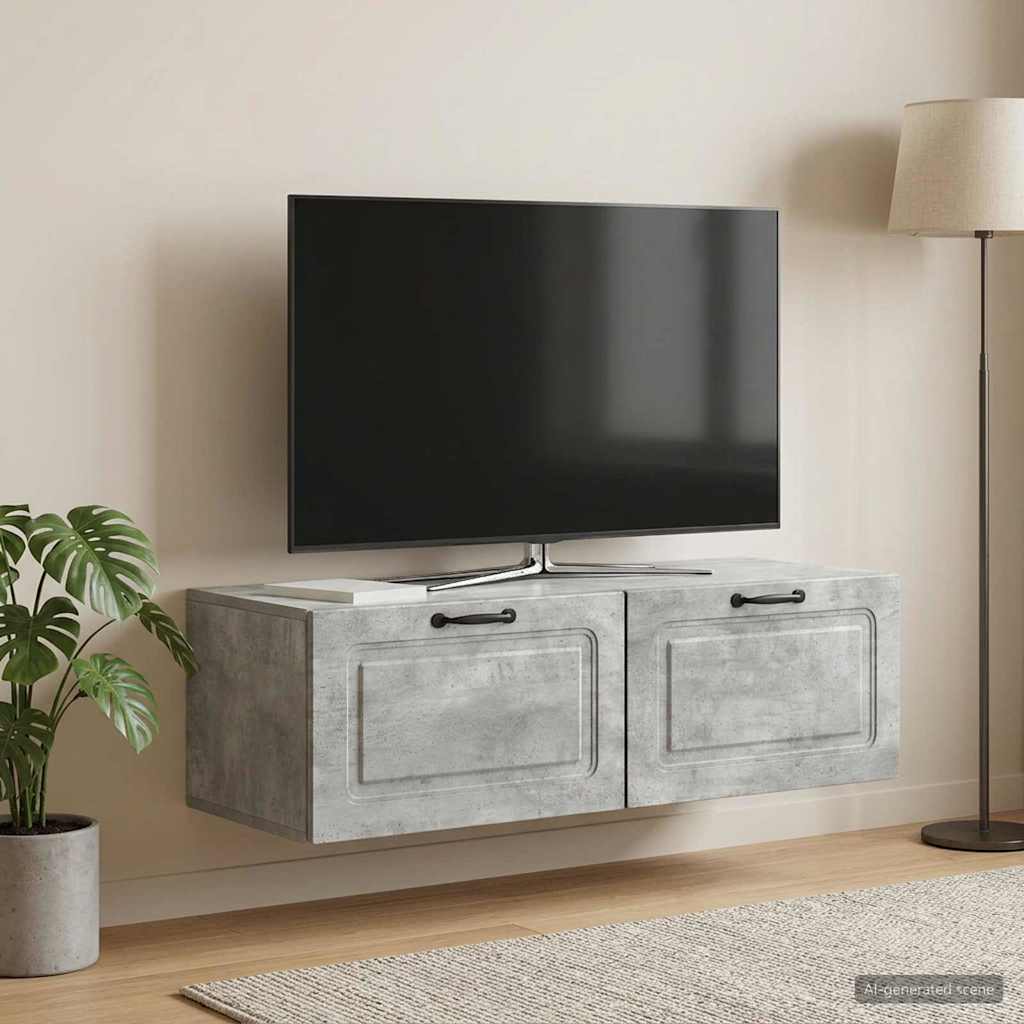 Gabinete de TV de parede cinzento cimento 98 x 41 x 30 cm