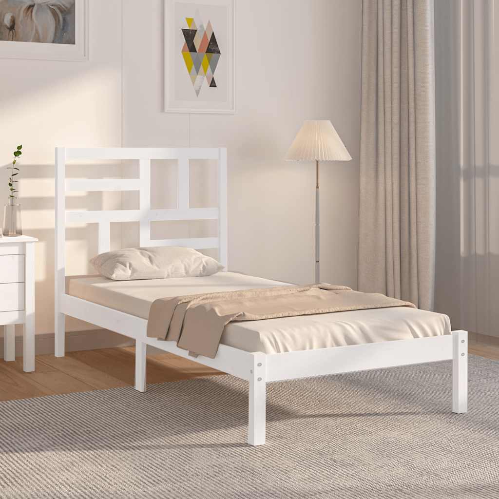 Estrutura de cama 90x200 cm madeira maciça branco