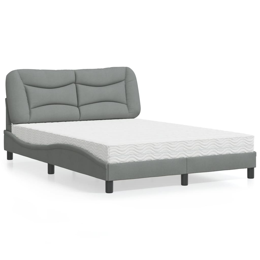 Cama com colchão hvar 140x190 cm tecido cinzento-claro