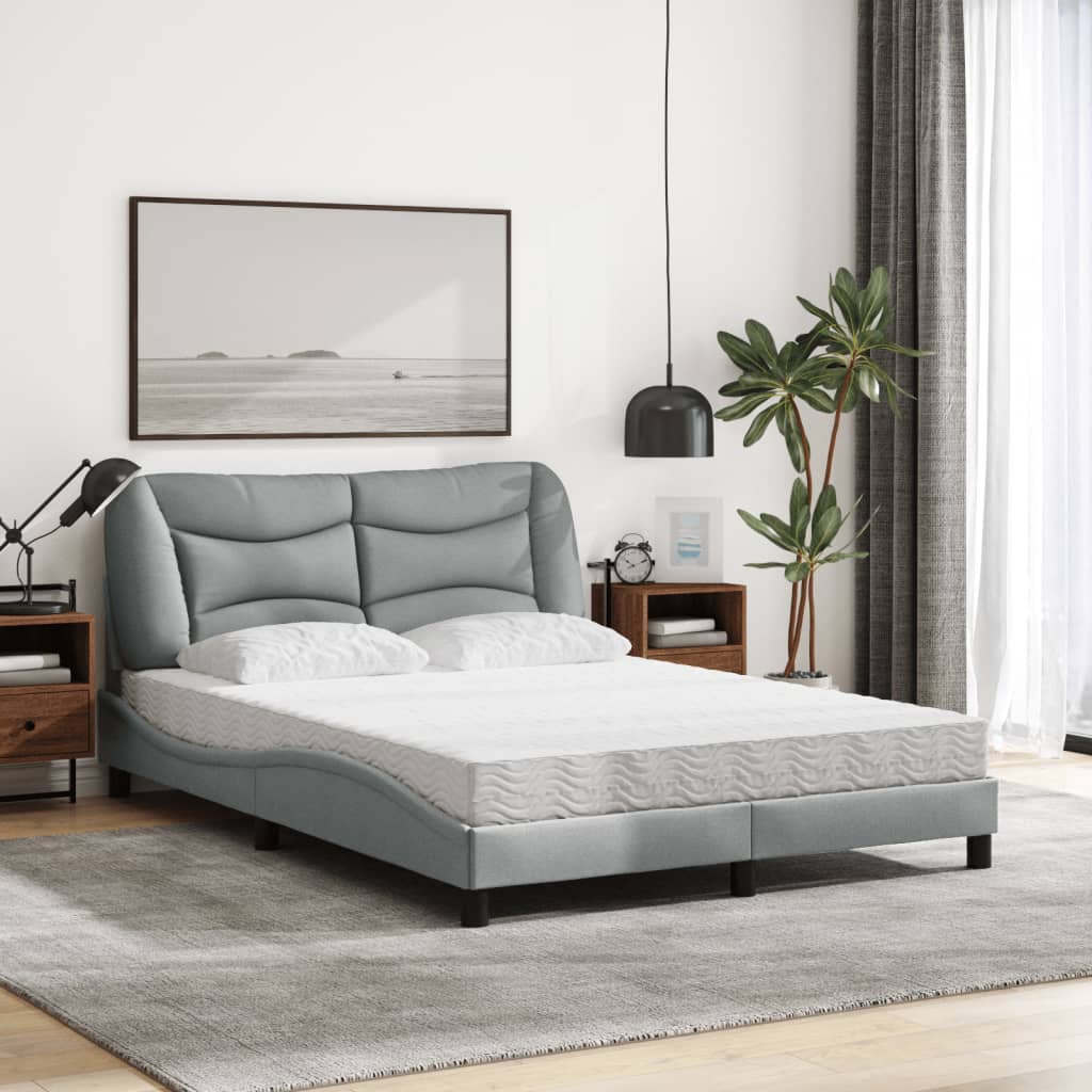 Cama com colchão hvar 140x190 cm tecido cinzento-claro