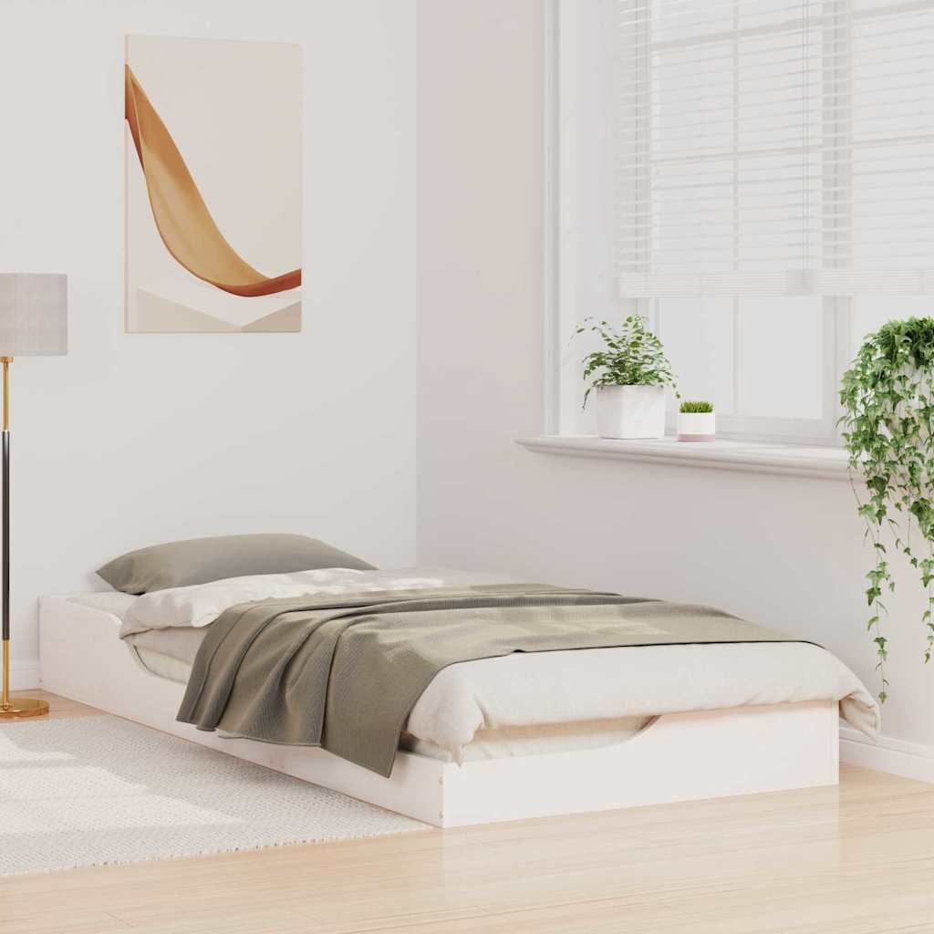 Estrutura da cama branco 90 x 210 cm madeira de pinheiro sólida