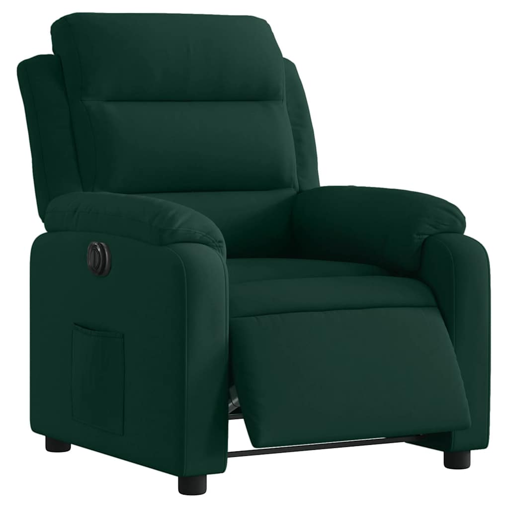 Poltrona reclinável elétrica veludo verde-escuro
