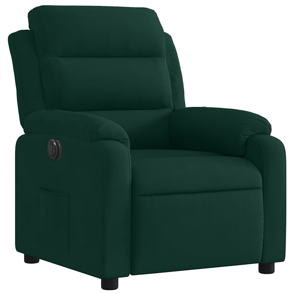 Poltrona reclinável elétrica veludo verde-escuro