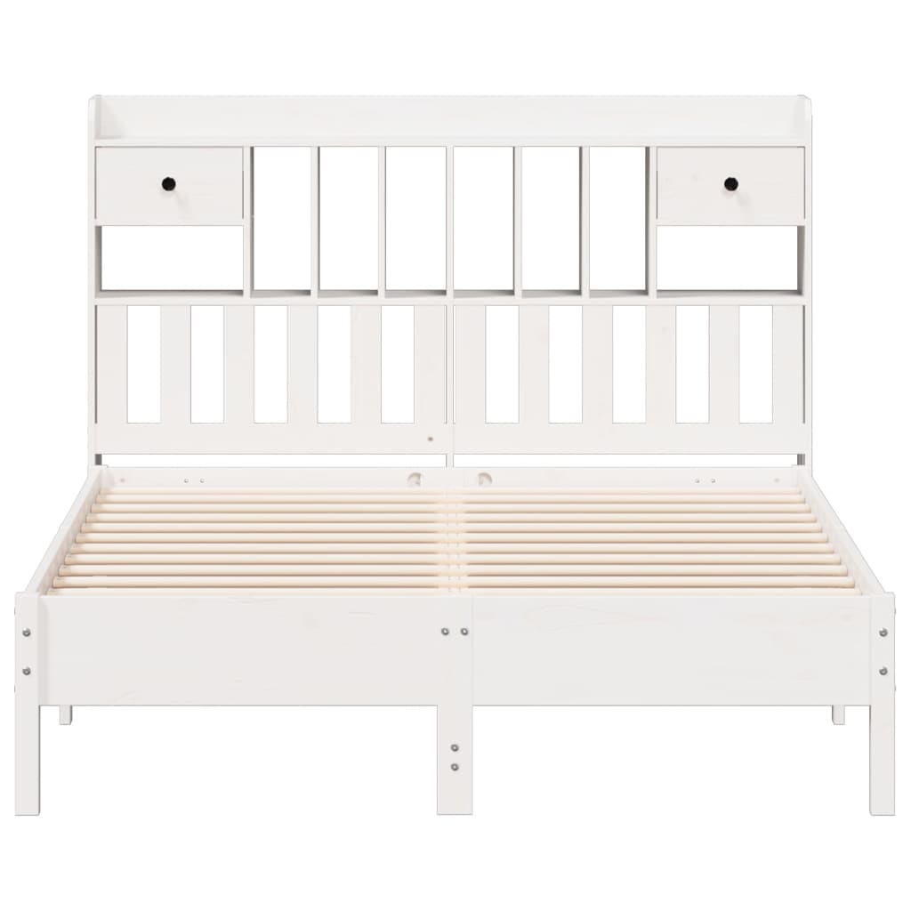 Cama com estante sem colchão 140x200 cm pinho maciço branco