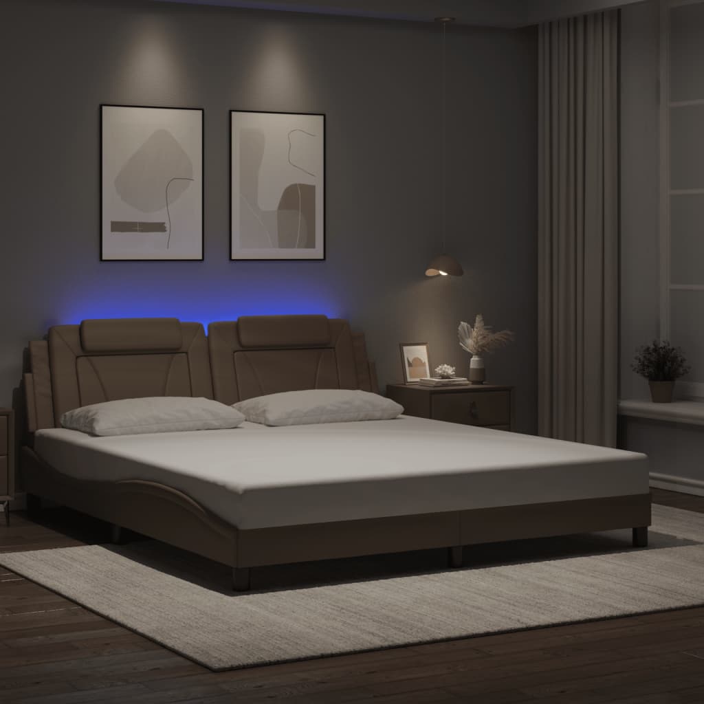Estrutura de cama viana com LED sem colchão 180x200 cm cappuccino