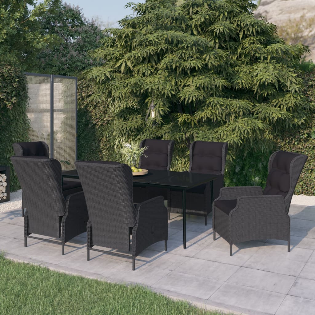 7 Pcs conjunto de jantar para jardim cinzento-escuro