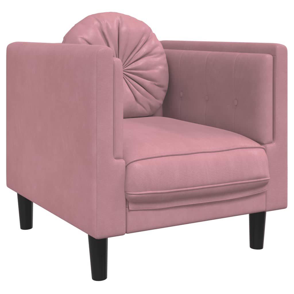 3 Pcs conjunto de sofás com almofadas veludo rosa