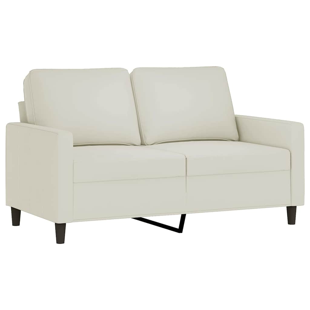2 Pcs conjunto de sofás com almofadões veludo cor creme