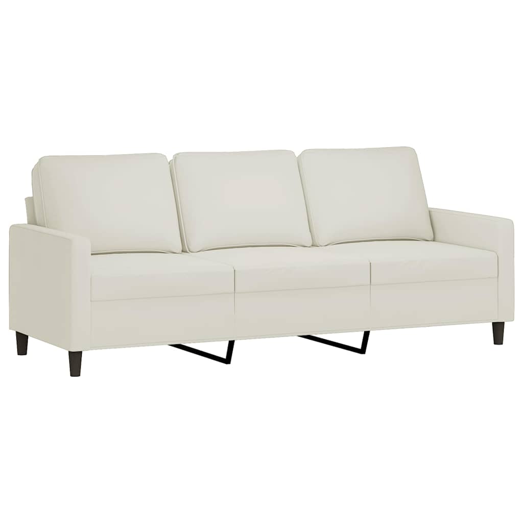 2 Pcs conjunto de sofás com almofadões veludo cor creme