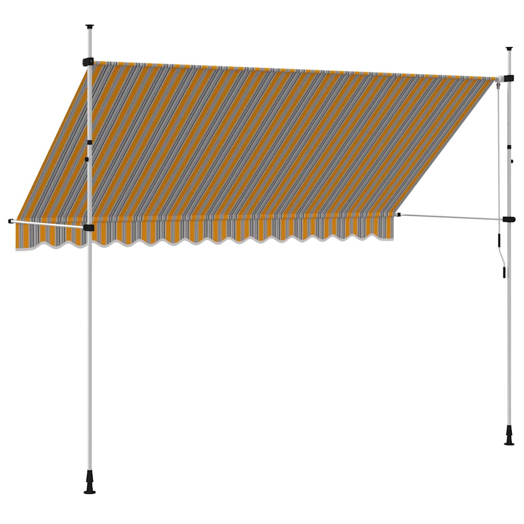 Toldo retrátil manual 350 cm riscas amarelas e azuis