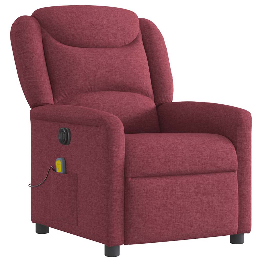 Poltrona reclinável de massagens elétrica tecido vermelho tinto
