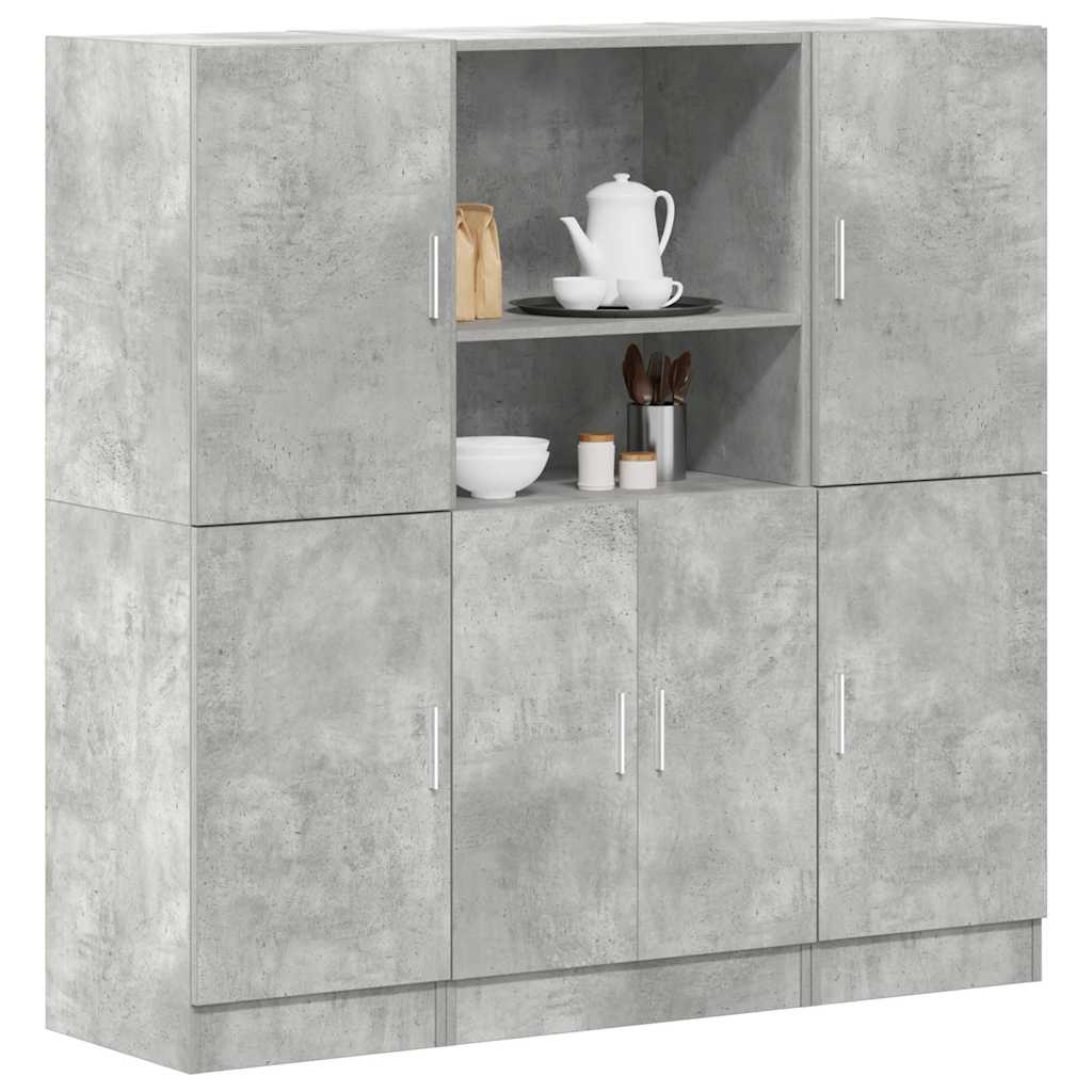 3 Pcs armário de cozinha conjunto deriv. madeira cinza cimento