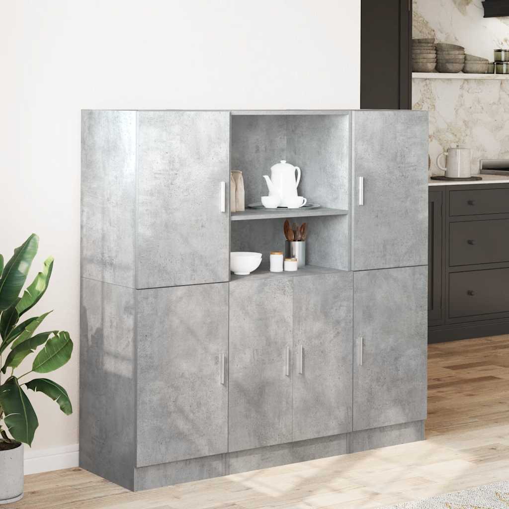 3 Pcs armário de cozinha conjunto deriv. madeira cinza cimento