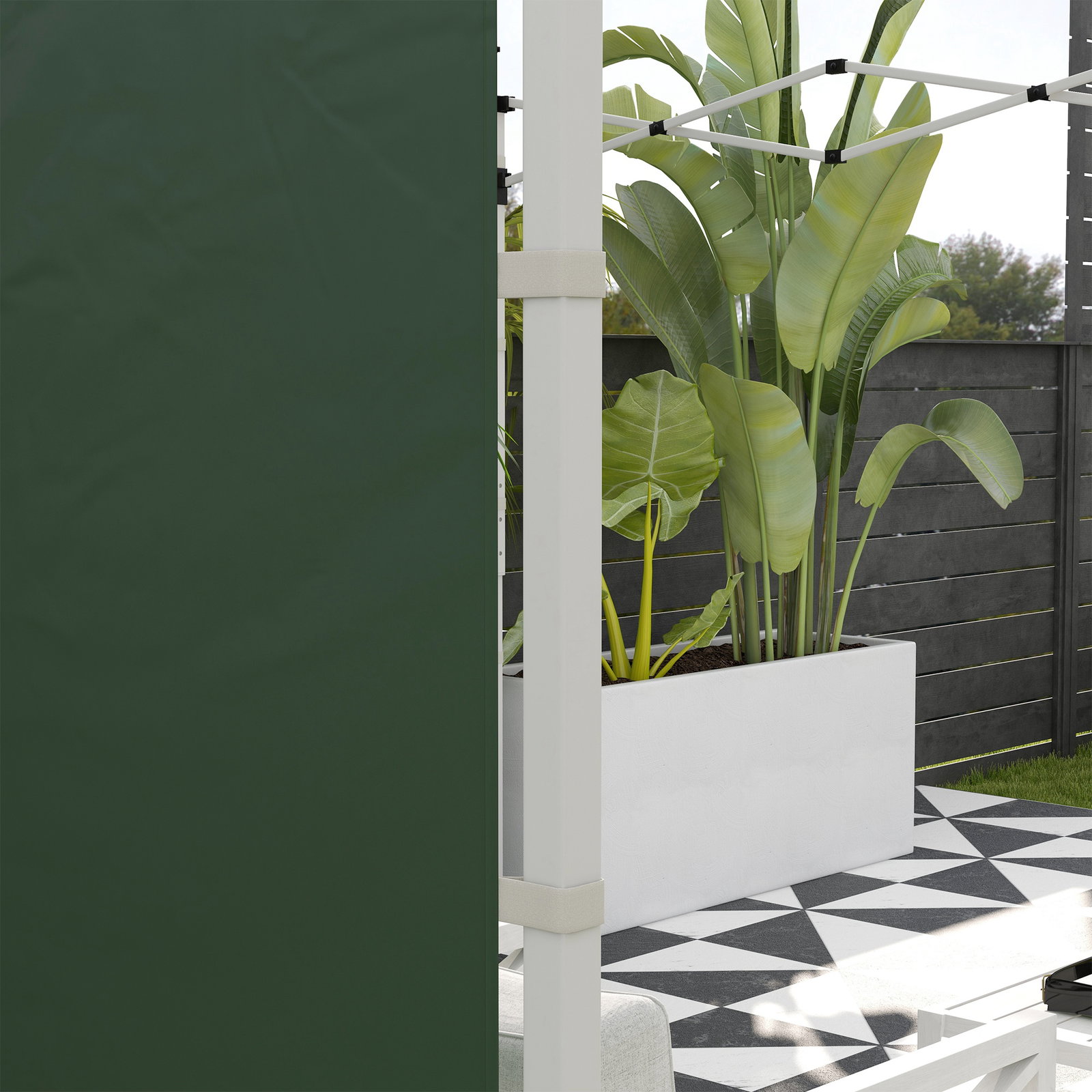 Paredes laterais para tenda de 2 painéis 295x195 cm com janela enrolável e porta com fecho de correr para tenda 3x3 m ou 3x6 m verde