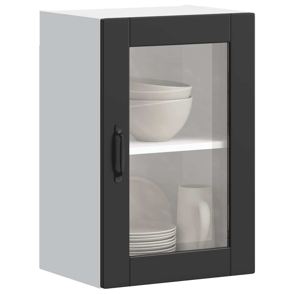 Armário de parede de cozinha com porta de vidro porto preto