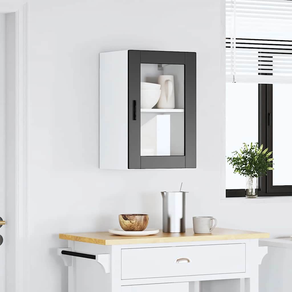 Armário de parede de cozinha com porta de vidro porto preto