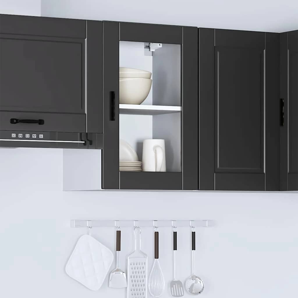 Armário de parede de cozinha com porta de vidro porto preto