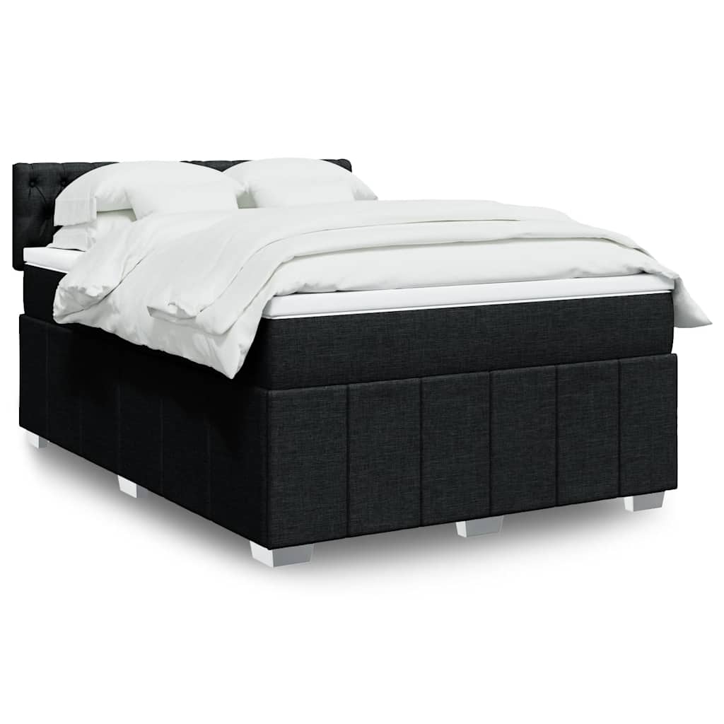 Cama com molas/colchão 140x190 cm tecido preto