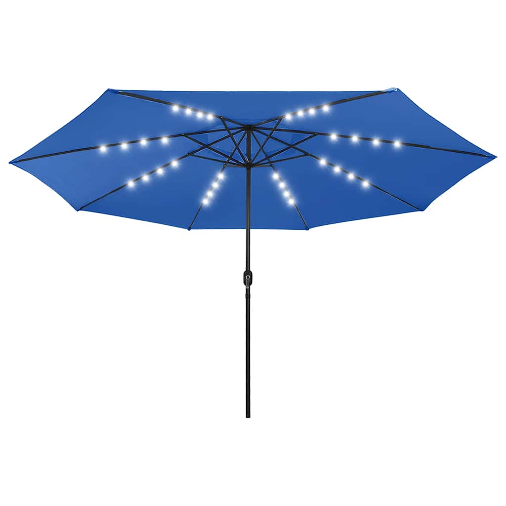 Guarda-sol de jardim com luzes LED 400 cm azul-ciano