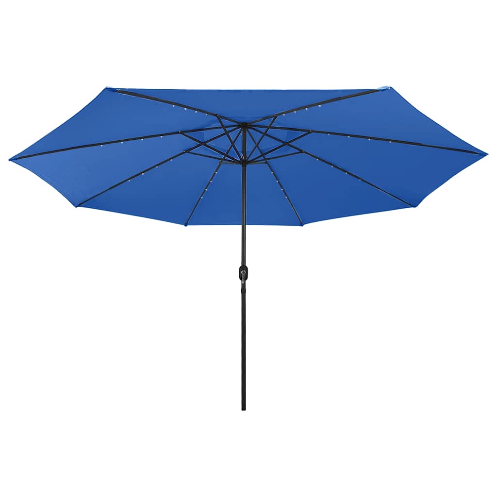 Guarda-sol de jardim com luzes LED 400 cm azul-ciano