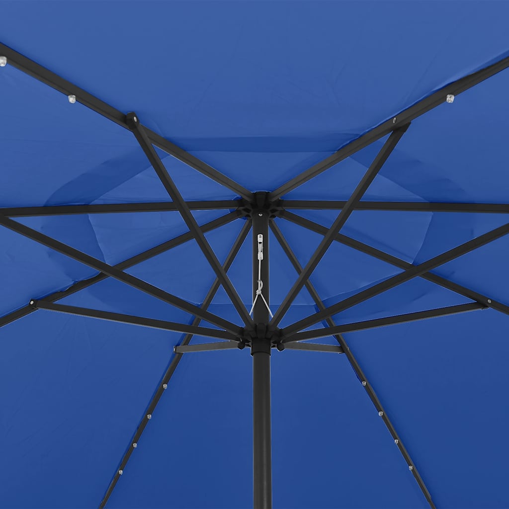 Guarda-sol de jardim com luzes LED 400 cm azul-ciano