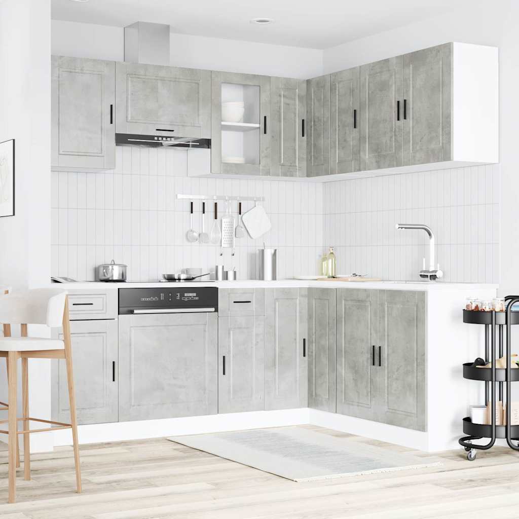 11 Peças armário de cozinha conjunto porto cinzento cimento