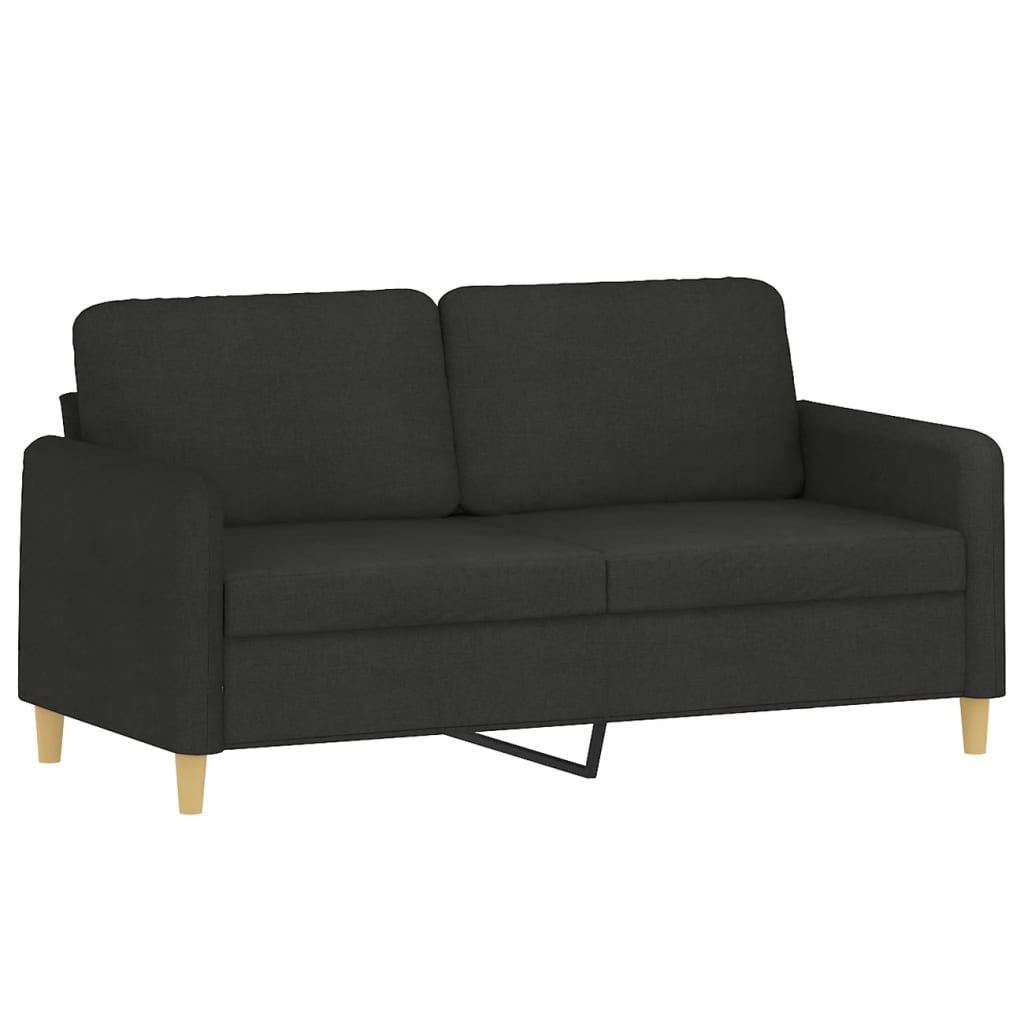 2 Pcs conjunto de sofás com almofadas tecido preto