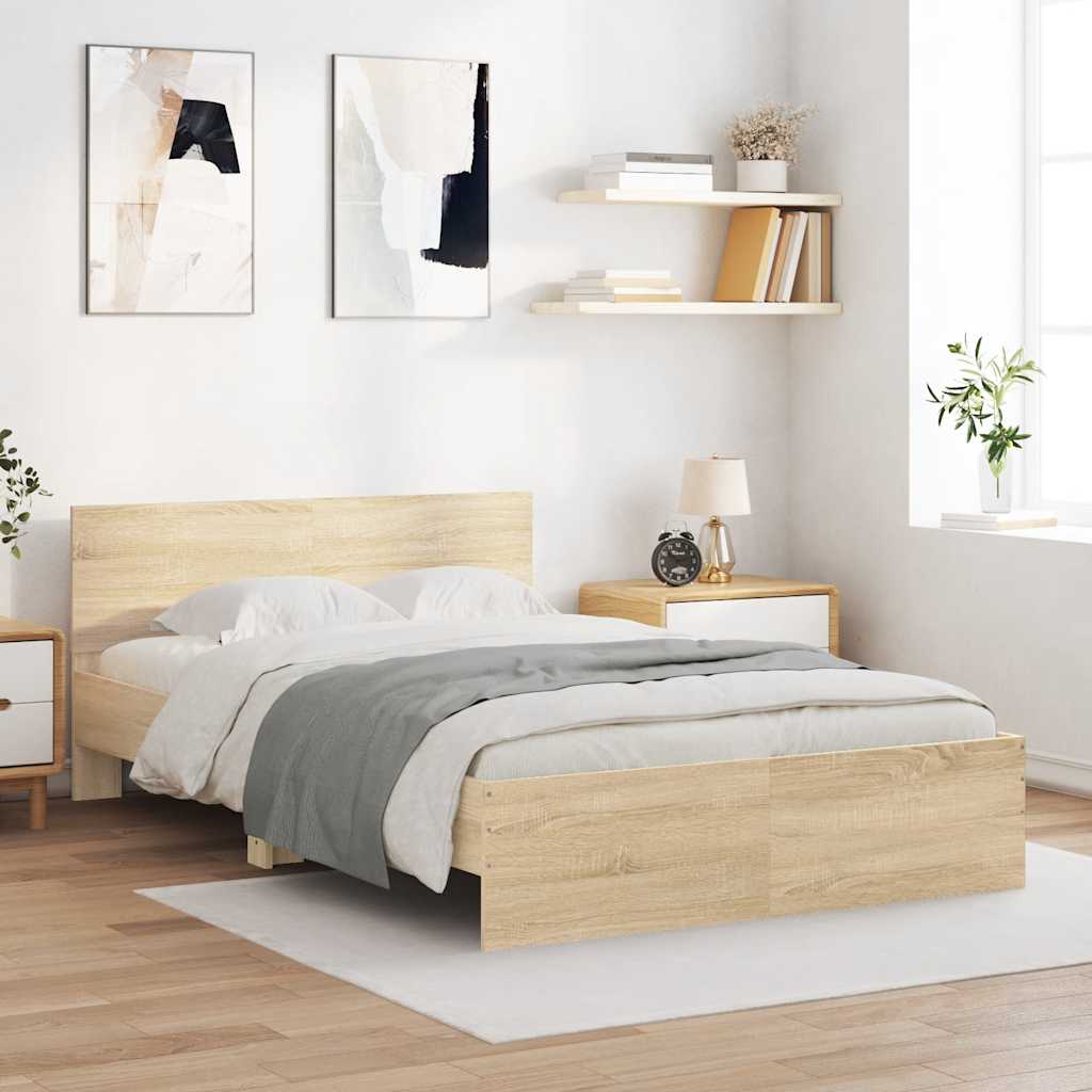 Estrutura de cama com cabeceira 120x190 cm carvalho sonoma