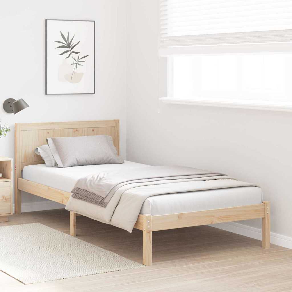 Estrutura da cama castanho 90 x 200 cm madeira de pinho maciça