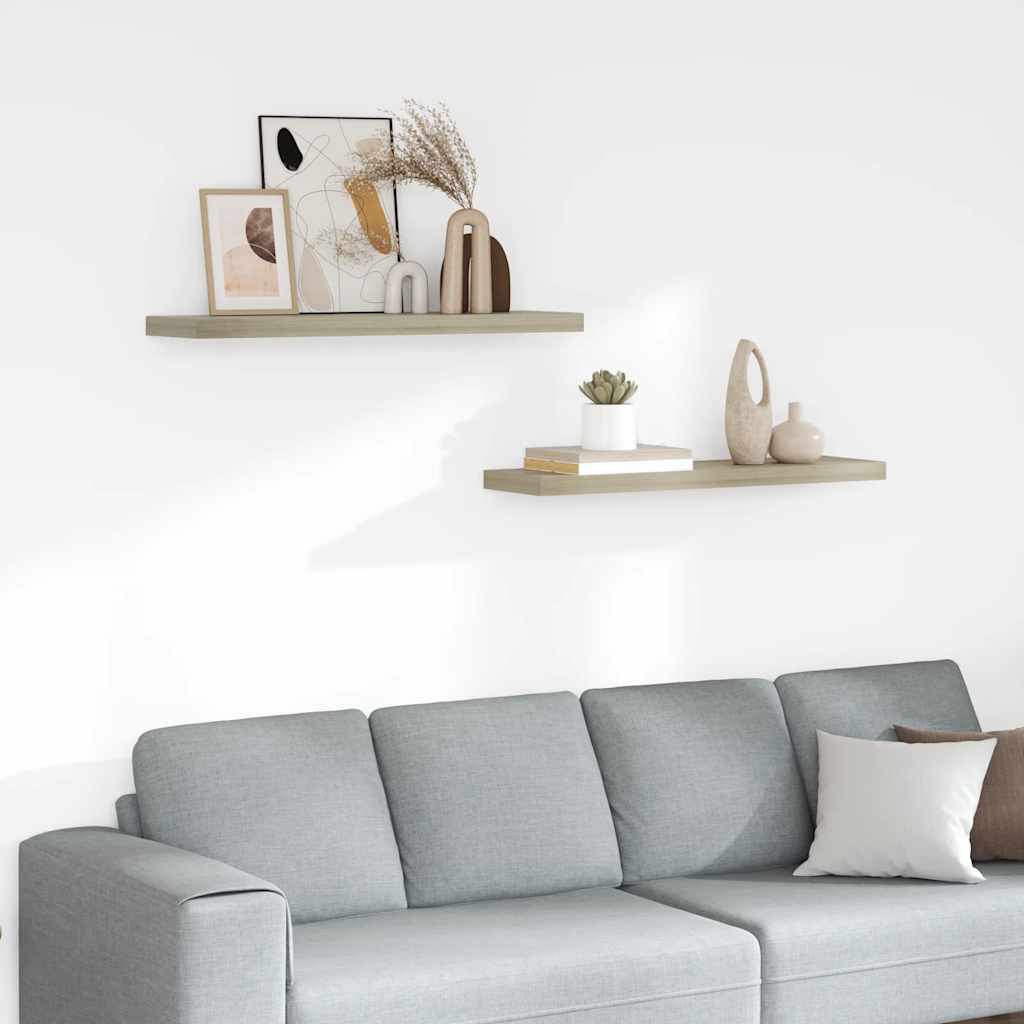 Prateleiras parede suspensas 2 pcs 90x23,5x3,8cm MDF carvalho