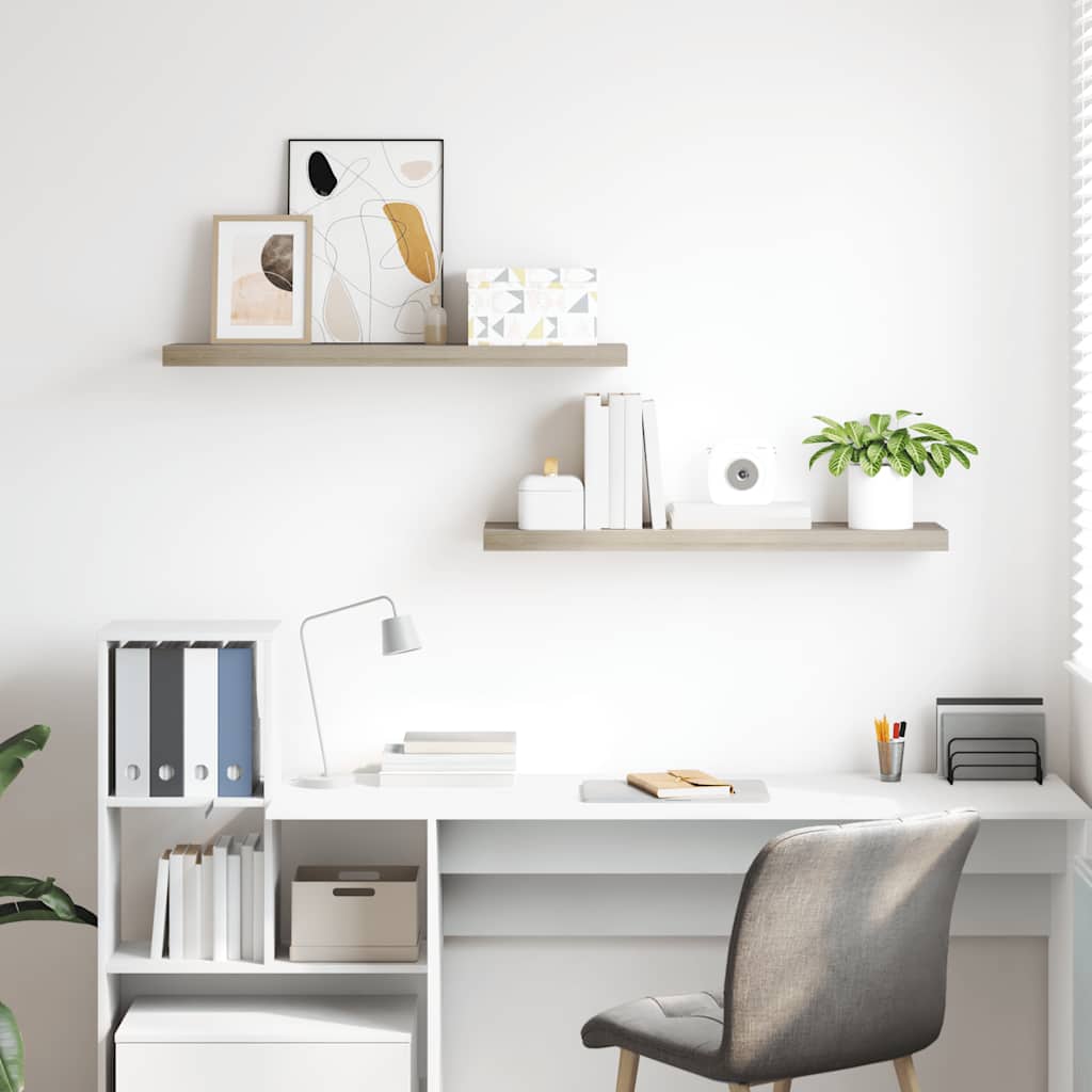 Prateleiras parede suspensas 2 pcs 90x23,5x3,8cm MDF carvalho