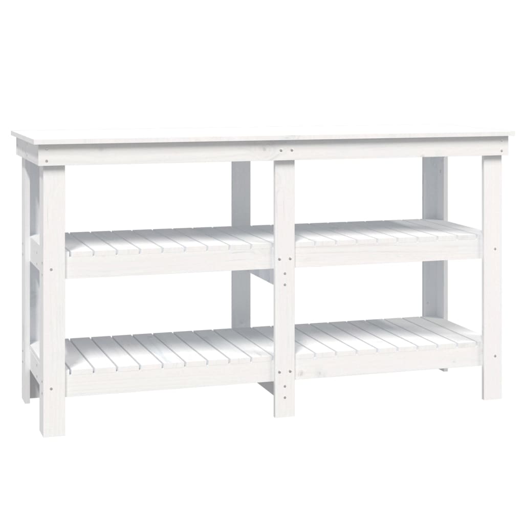 Bancada de trabalho 142,5x50x80 cm madeira pinho maciça branco