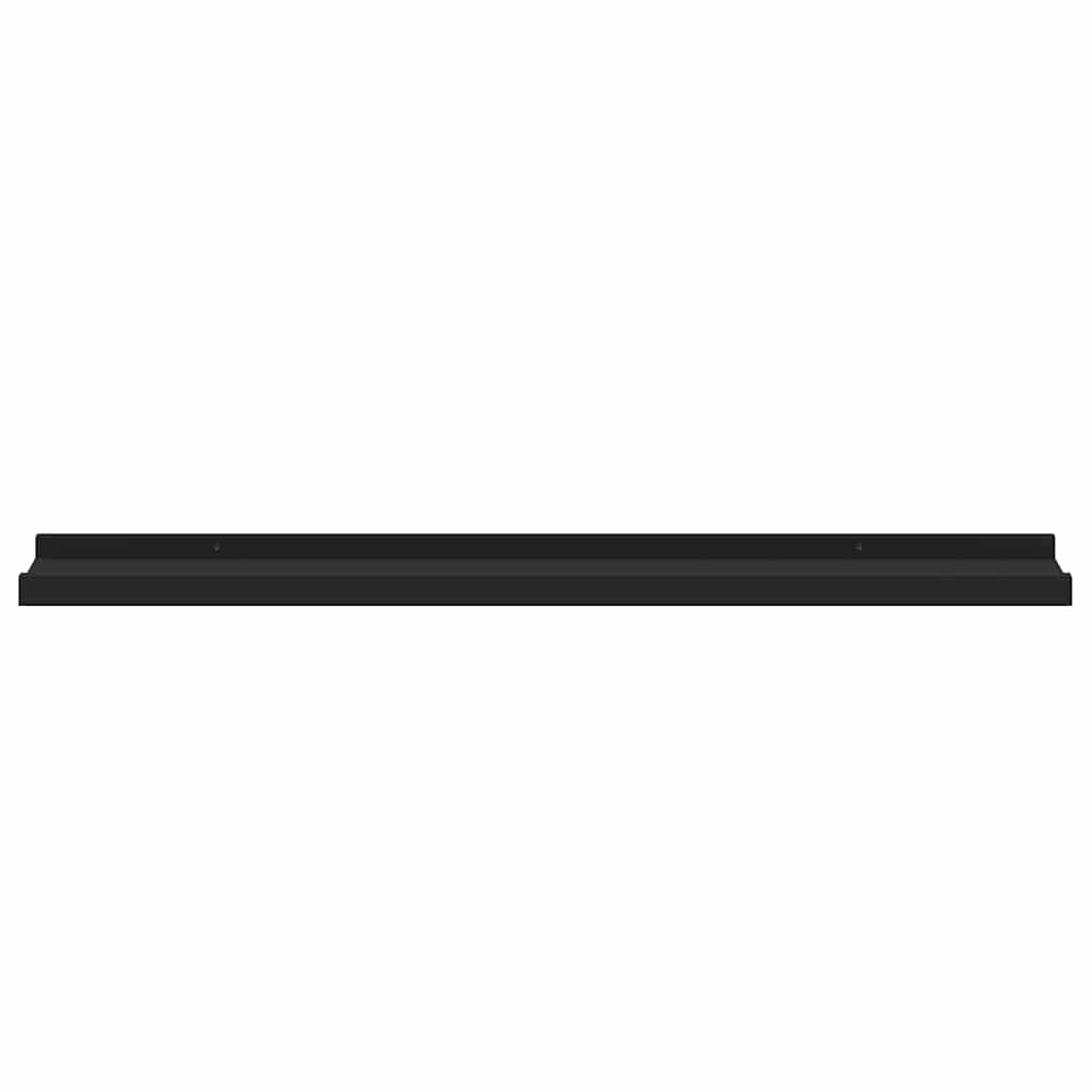 Unidade de prateleiras com rebordo 2 pcs 80x9x3 cm MDF preto