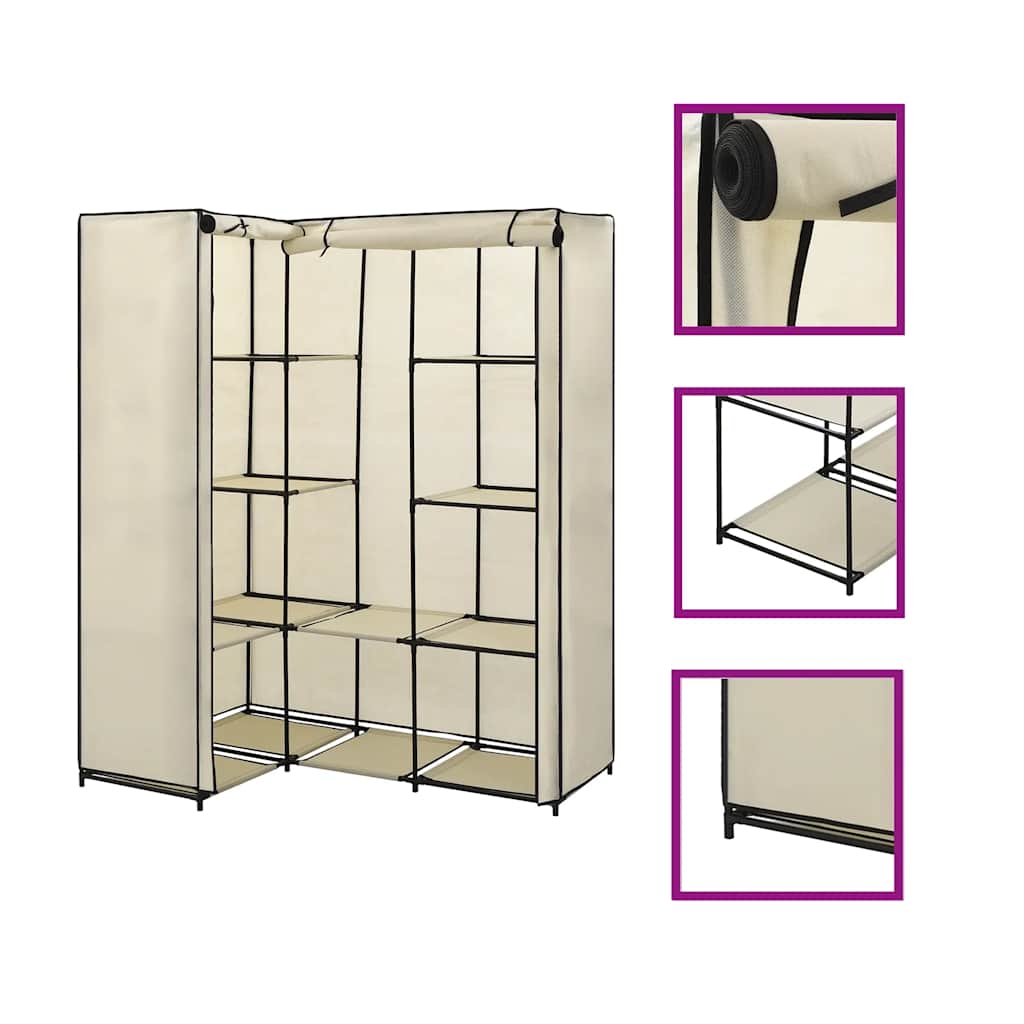 Roupeiro de canto 130x87x169 cm creme