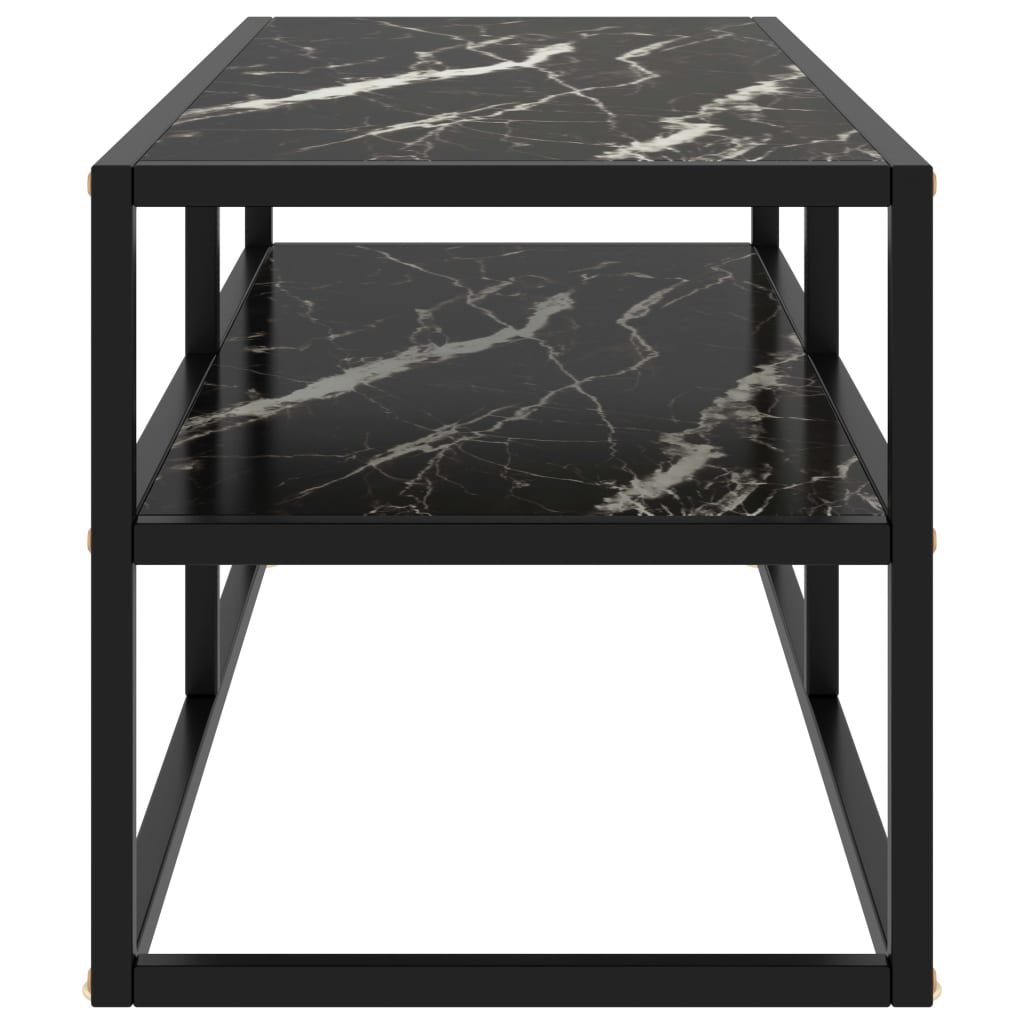Móvel de TV 100x40x40 cm vidro mármore preto