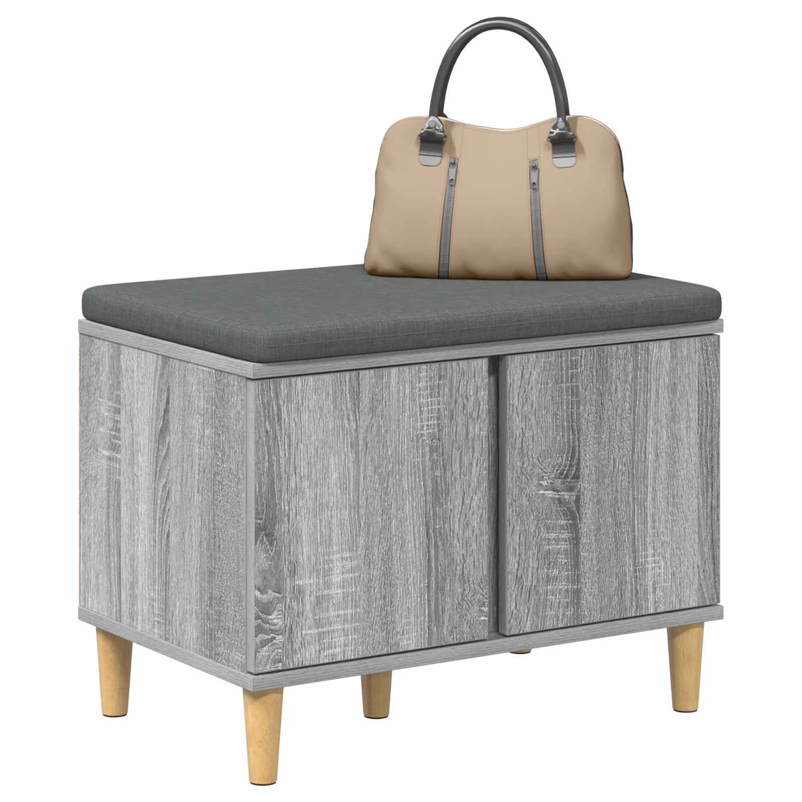 Banco de hall com almofada sonoma cinza 60 x 38 x 46 cm