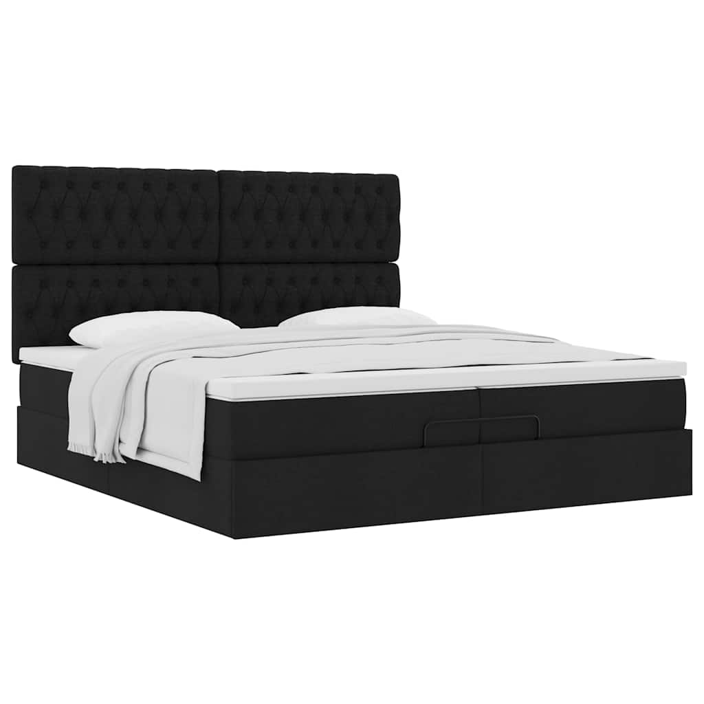 63 / 5,000Vidaxl estrutura de cama otomana com colchões tecido preto