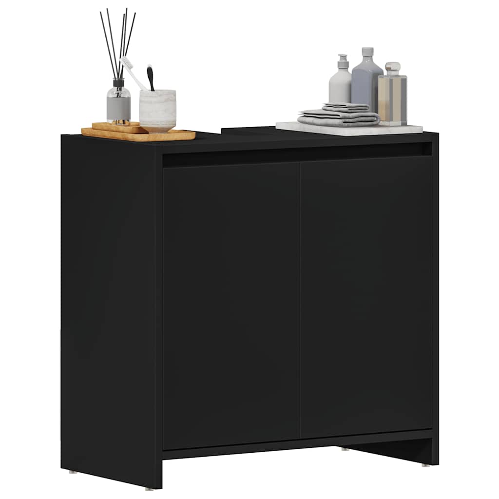 Armário casa de banho 60x33x61 cm contraplacado preto
