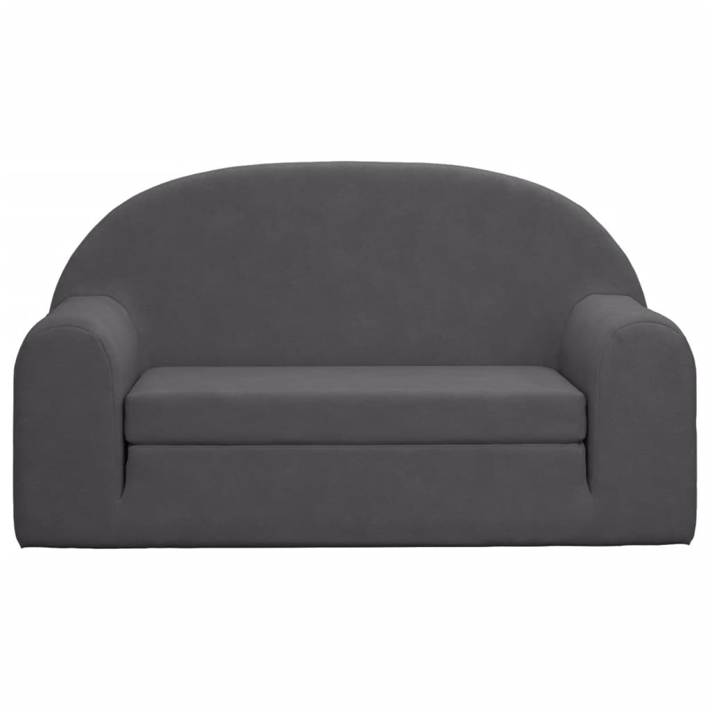 Sofá-cama infantil de 2 lugares pelúcia macia antracite