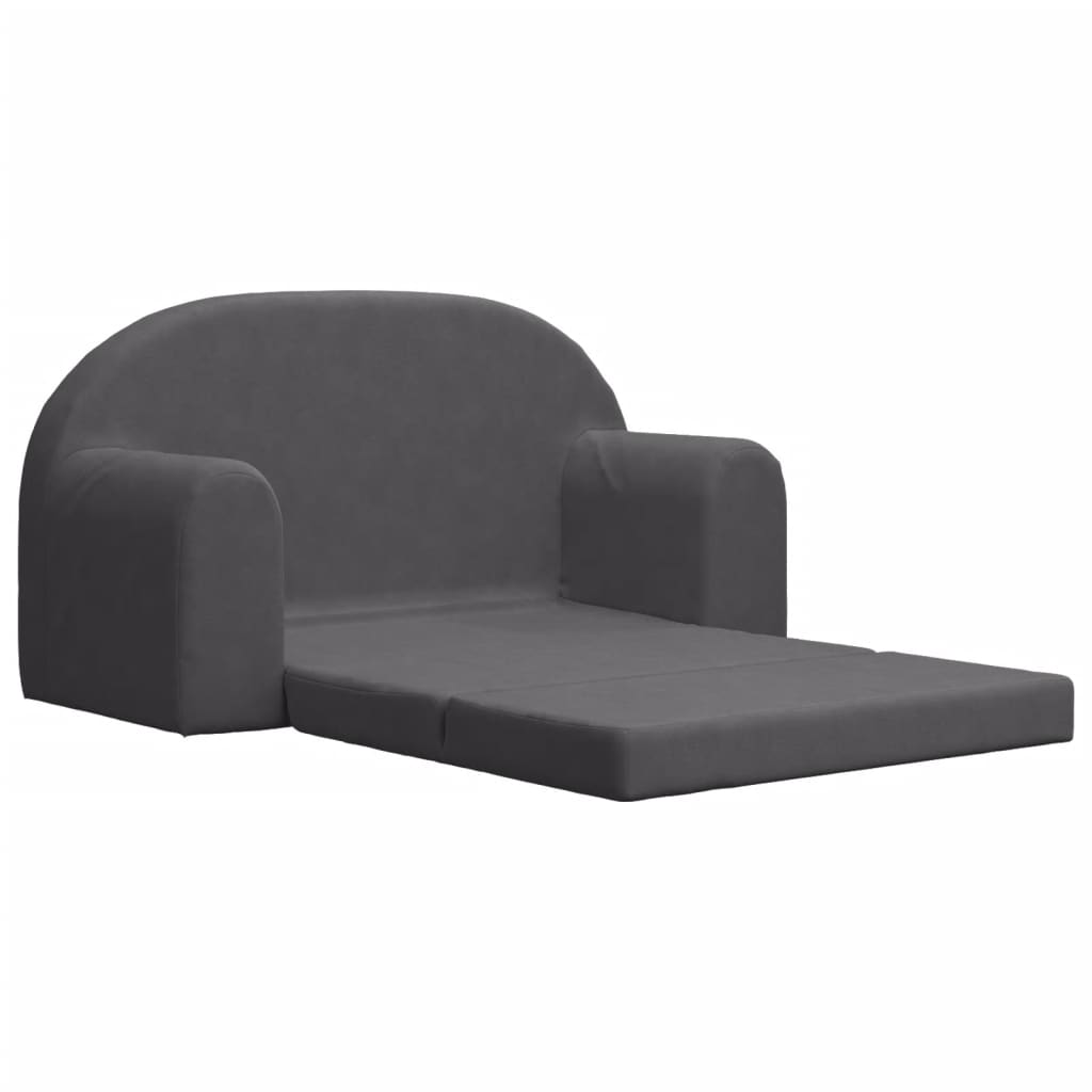 Sofá-cama infantil de 2 lugares pelúcia macia antracite