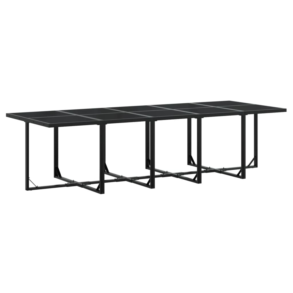 15 Pcs conj. de jantar p/ jardim c/ almofadões textilene preto
