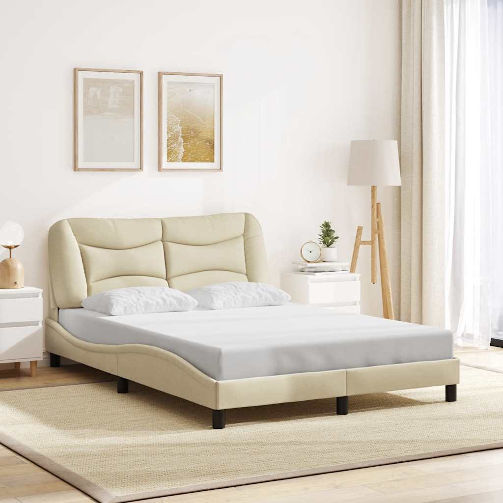 Estrutura de cama sem colchão hvar 140x190 cm tecido cor creme