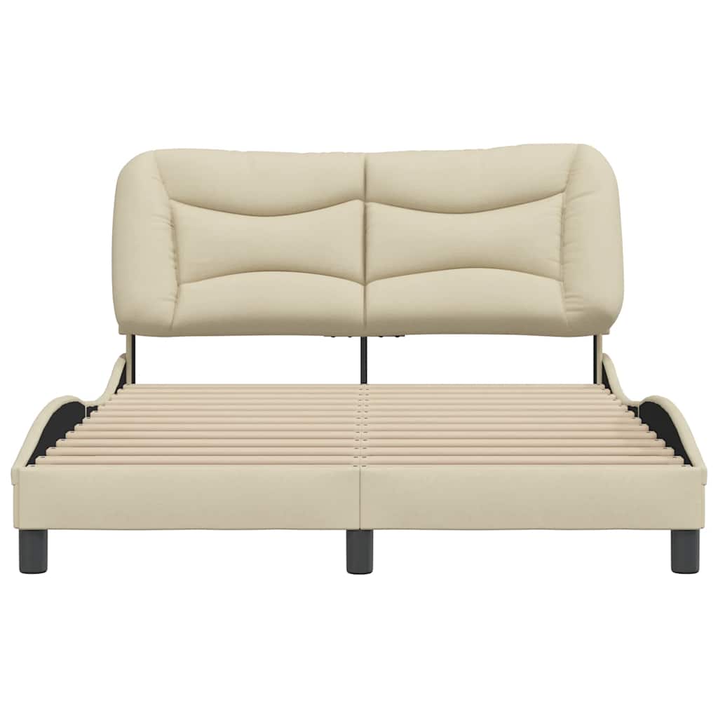 Estrutura de cama sem colchão hvar 140x190 cm tecido cor creme