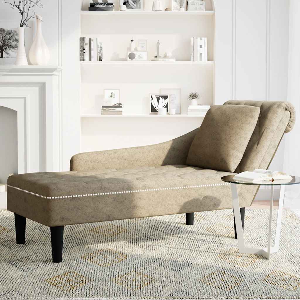 Chaise lounge c/ almofada/apoio braços direito couro artificial